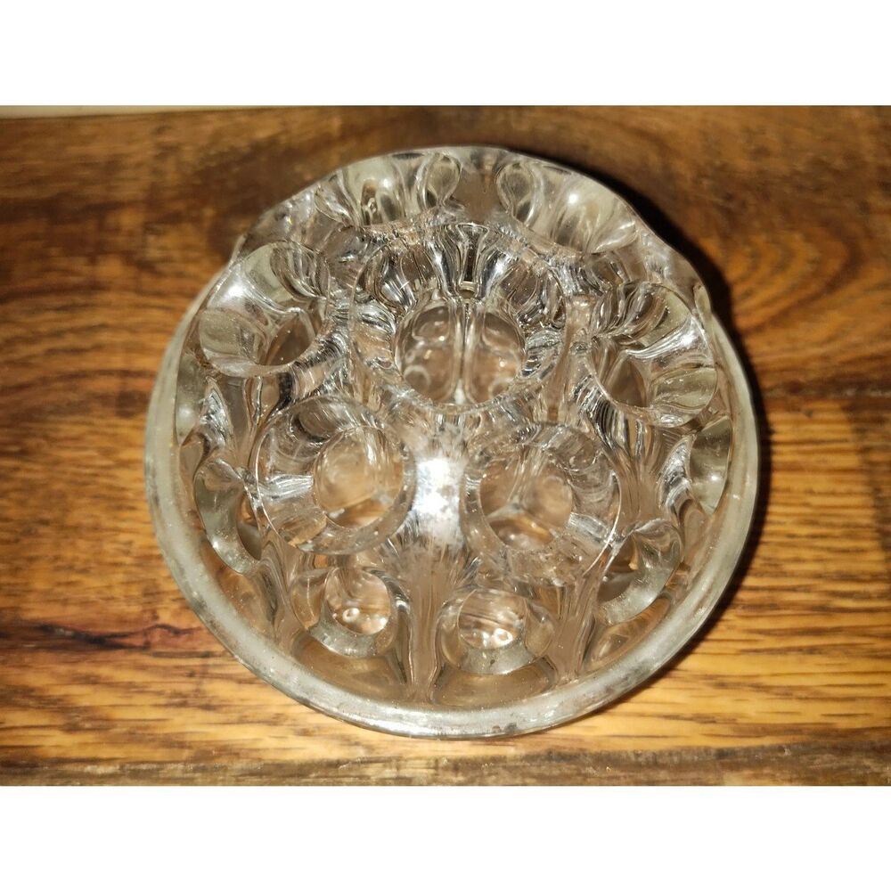 Vintage Clear Glass Flower Frog - Thick, Heavy 4" Floral Arranger, Vase 13 Holes